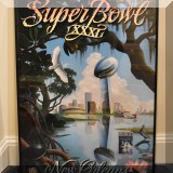 C12. Superbowl XXXI poster with game ticket. 